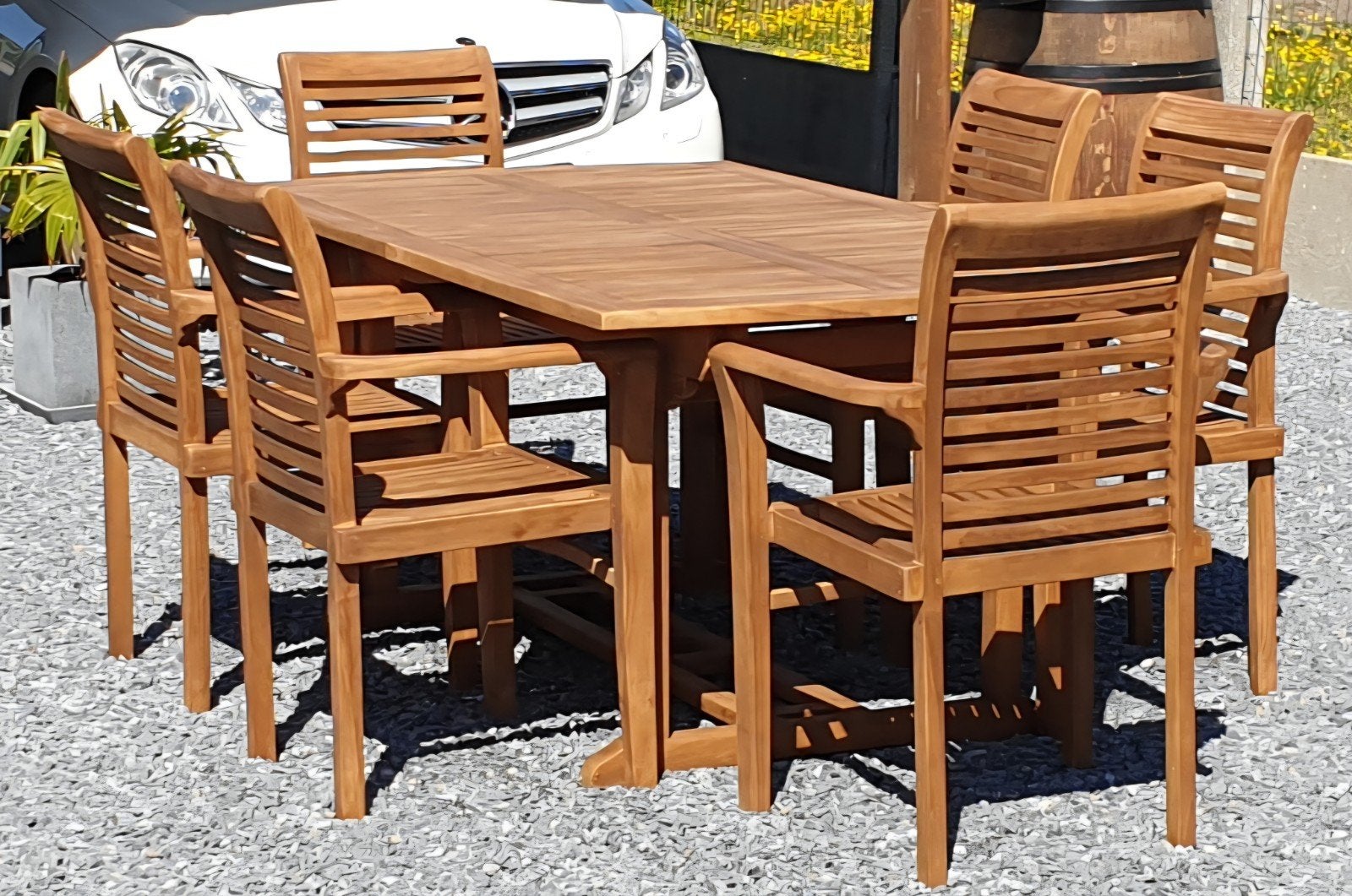 ensemble de jardin en bois dur, Jardin & Terrasse, Table à dinner, Salons de jardin, Comme neuf, Enlèvement