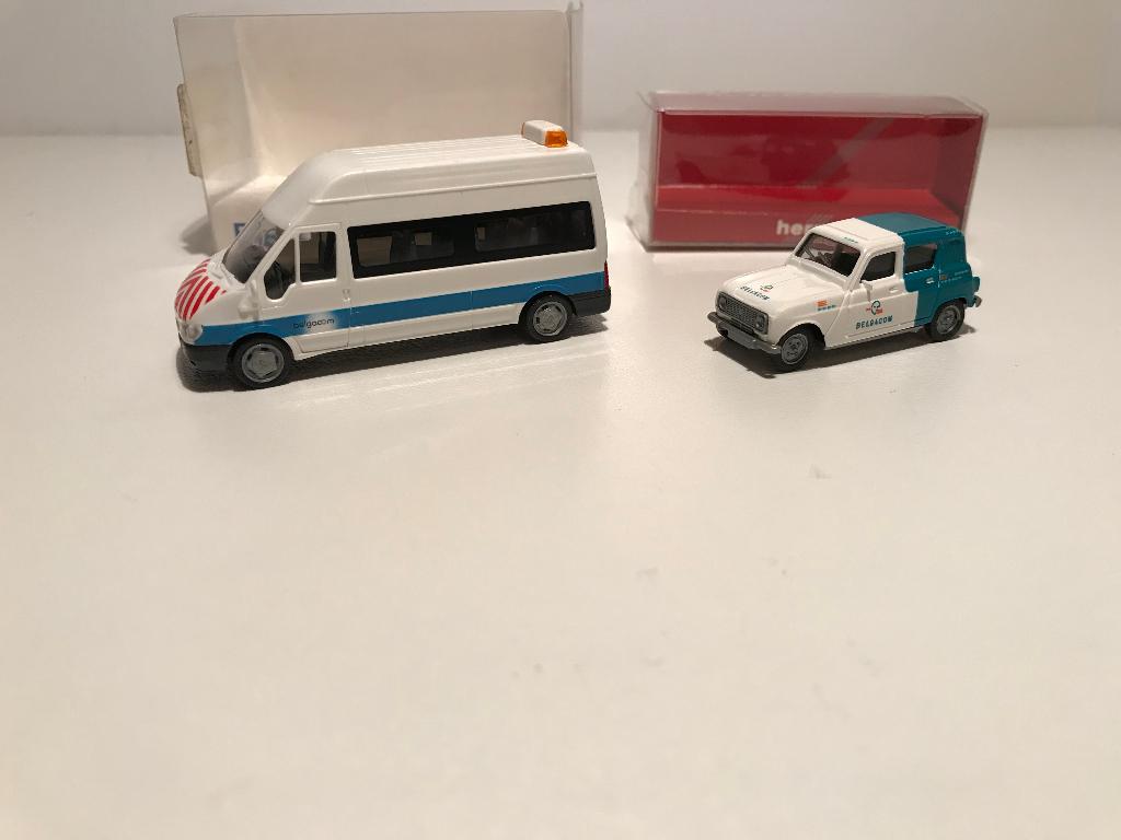 BELGACOM - RENAULT 4L + FORD TRANSIT - HERPA / RIETZE - 1:87, Envoi, Neuf, Bus ou Camion, Herpa