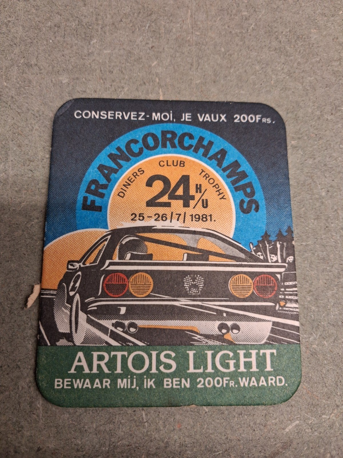 Datum viltje Stella Artois  Light Francorchamps, Ophalen, Zo goed als nieuw, Viltje(s), Stella Artois