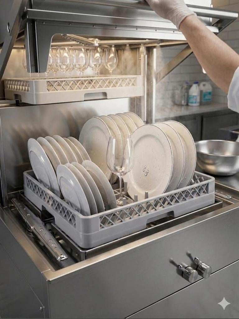OOMS Lave-vaisselle Pro à capot – Inox – 78cm*1m70*96cm, Electroménager