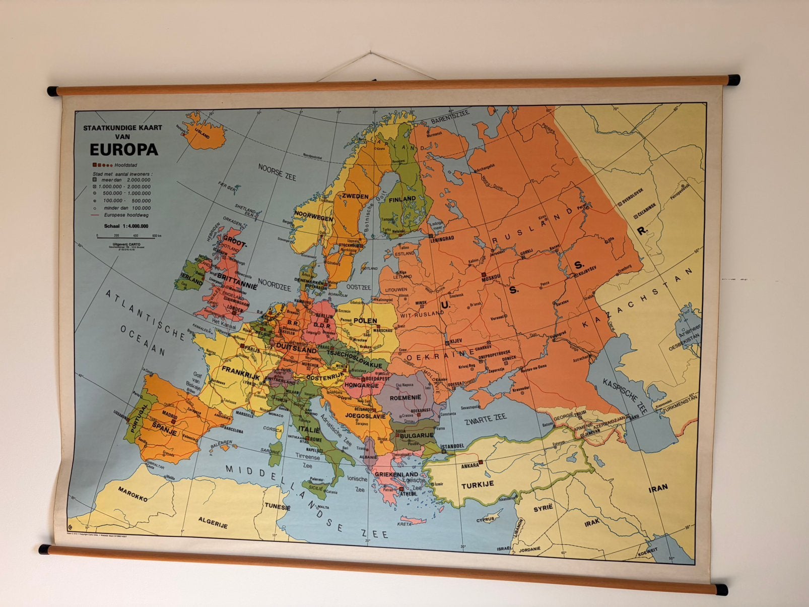 Oude schoolkaart Europa, Antiek en Kunst, Ophalen