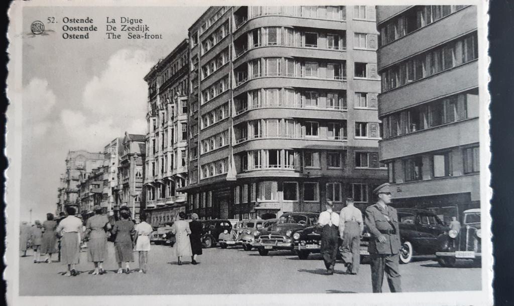 Carte vintage OOSTENDE ZEEDIJK 1958 digue, Collections, Enlèvement ou Envoi