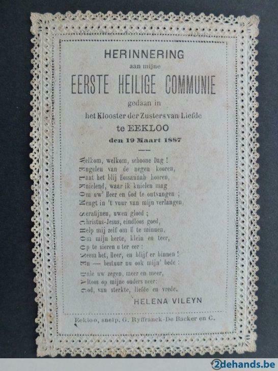 H. eerste Communie 1887 Helena Vileyn, Verzenden, Bidprentje