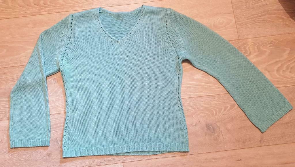 Trui met V-hals, turkooisblauw, Kleding | Dames, Ophalen of Verzenden, Zo goed als nieuw, Maat 38/40 (M), Blauw