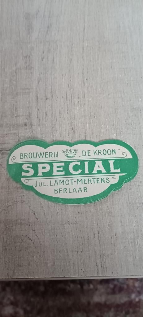 Oud bieretiket special br de kroon. Jules Lamot Berlaar, Verzamelen, Biermerken, Ophalen of Verzenden