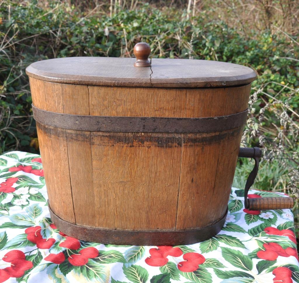 baratte a beuurre de table en chene et metal, Enlèvement ou Envoi