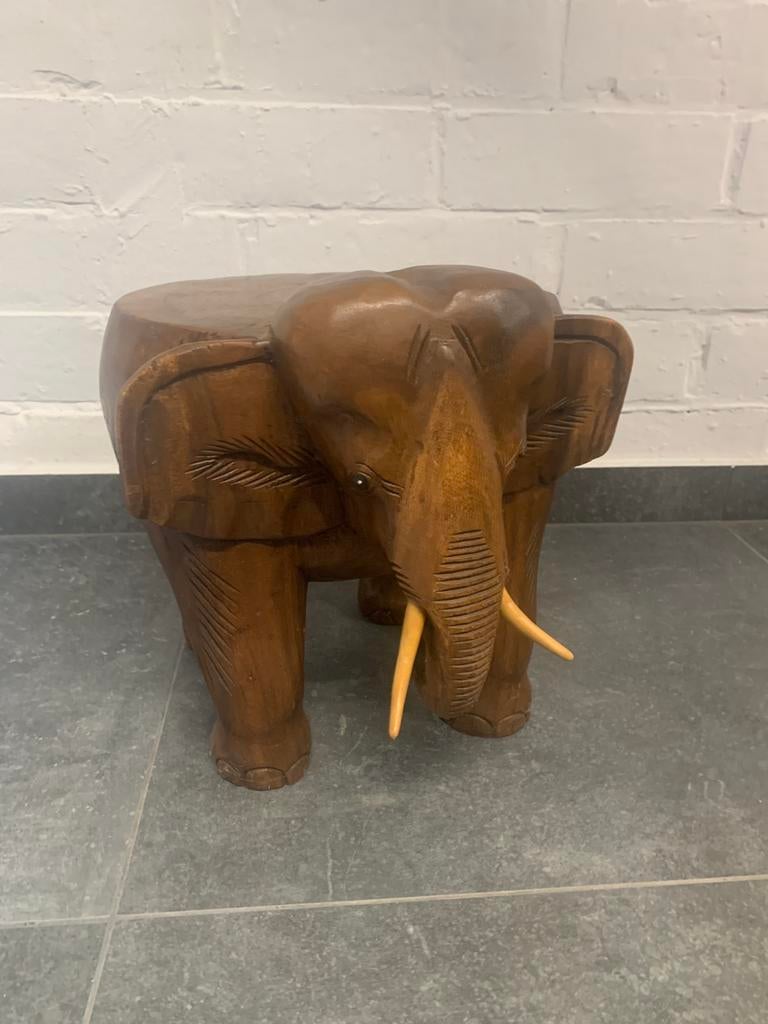 Teak Olifant kleine sidetafel, Huis en Inrichting, Tafels | Bijzettafels, Ophalen of Verzenden, Zo goed als nieuw