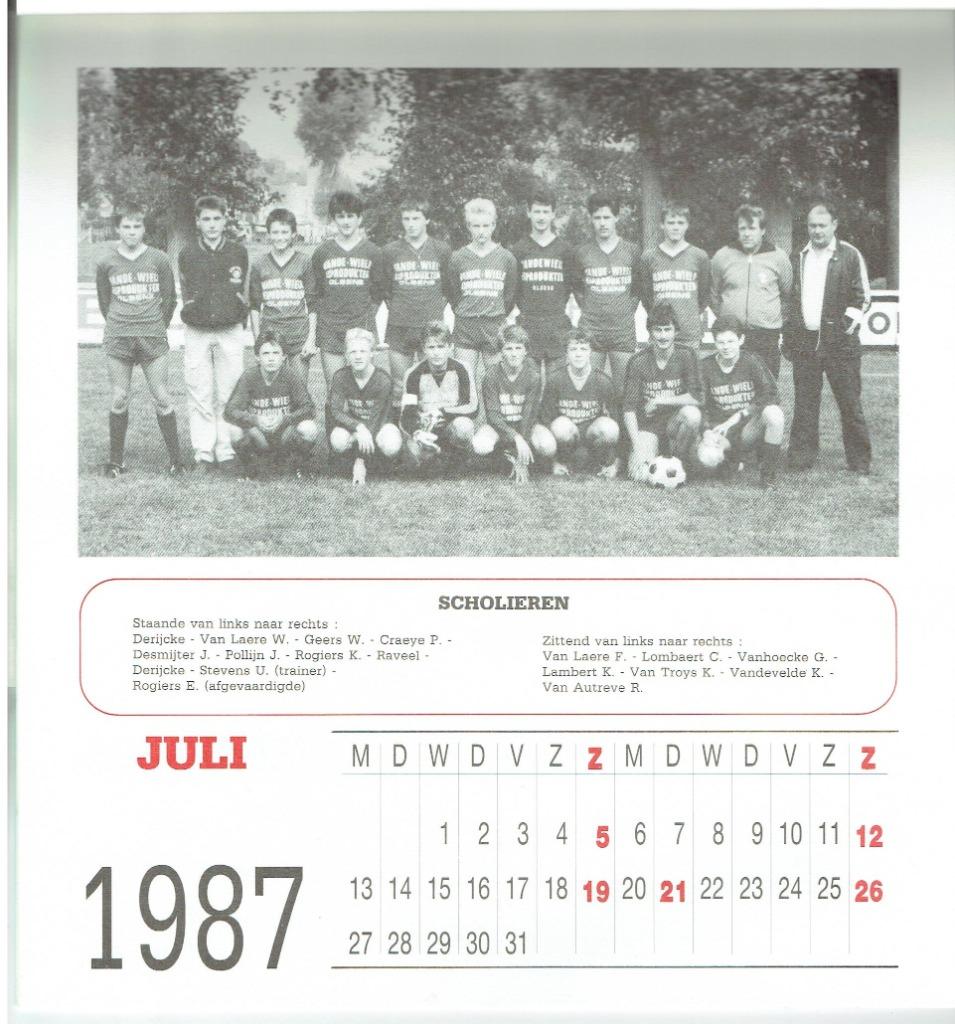 Ancien calendrier Olsene Sportief 1987 (Collect-081), Enlèvement ou Envoi, Comme neuf, Autres types