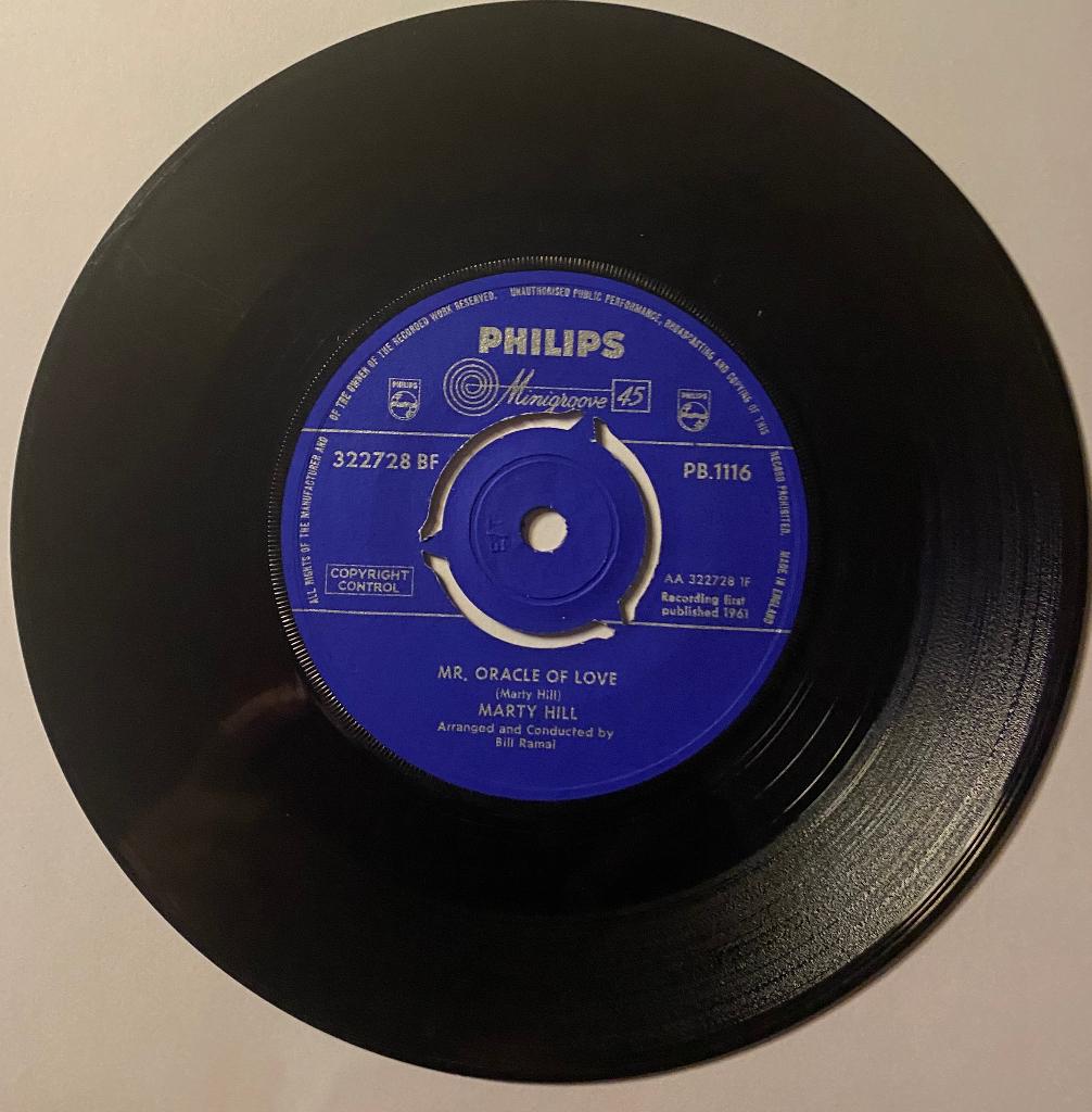 Marty Hill  Mr. Oracle Of Love Press UK d'Origine RARE 1961, Enlèvement ou Envoi, 7 inch, Utilisé, 1960 - 1969