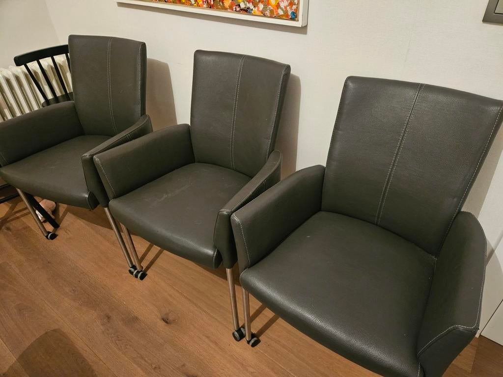 Leren stoelen op wieltjes, Huis en Inrichting, Ophalen