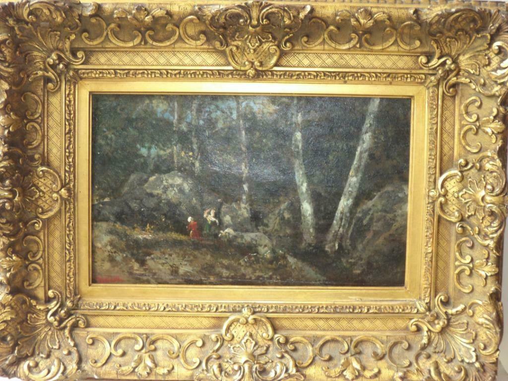 XIXE Adolphe MONTICELLI FR. olie/hout BARBIZON pleinairisme, Antiek en Kunst, Kunst | Schilderijen | Klassiek, Ophalen