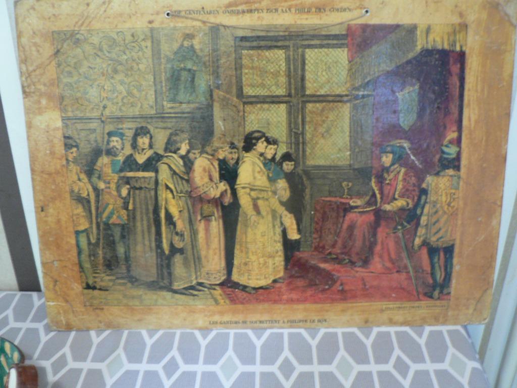 Twee oude schoolprenten (muur-prenten ), Ophalen, Geschiedenis