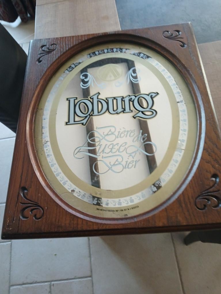 Vintage Loburg spiegel (1977), Enlèvement, Comme neuf, Panneau, Plaque ou Plaquette publicitaire, Stella Artois