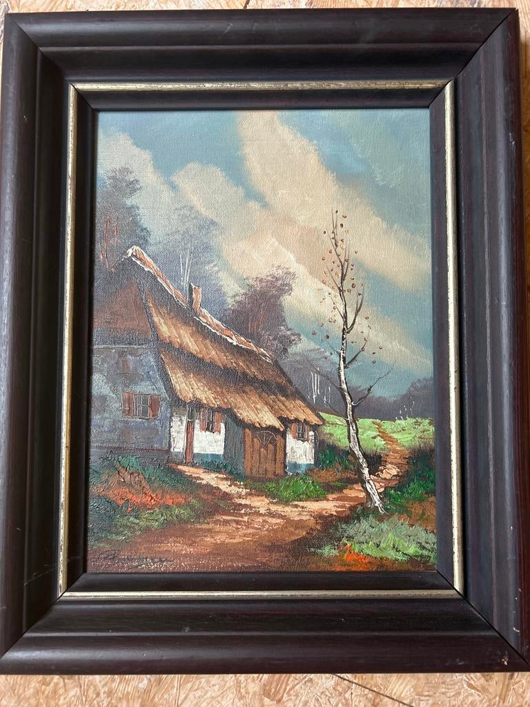 twee ingelijste olieverfschilderijen van Bergeu, Enlèvement