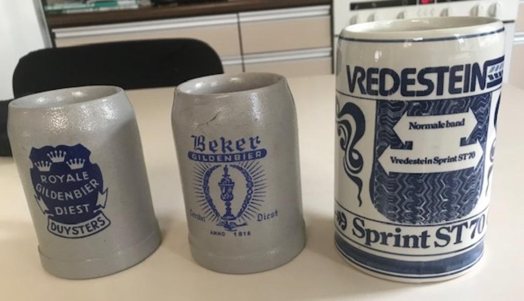 3 POTS À BIÈRE EN PIERRE - DIEST - PNEUS VREDESTEIN, Enlèvement ou Envoi, Utilisé, Verre à bière