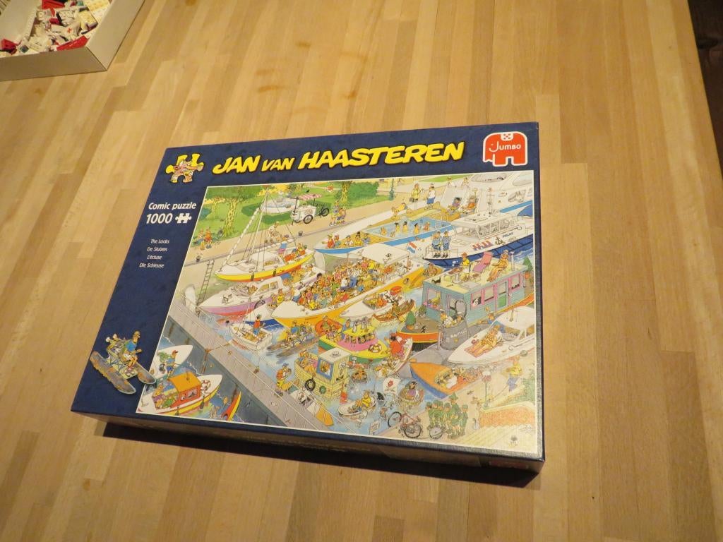 Puzzle Jan van Haasteren 'De sluizen' (1000 stukken), Enlèvement ou Envoi, 500 à 1500 pièces, Comme neuf, Puzzle