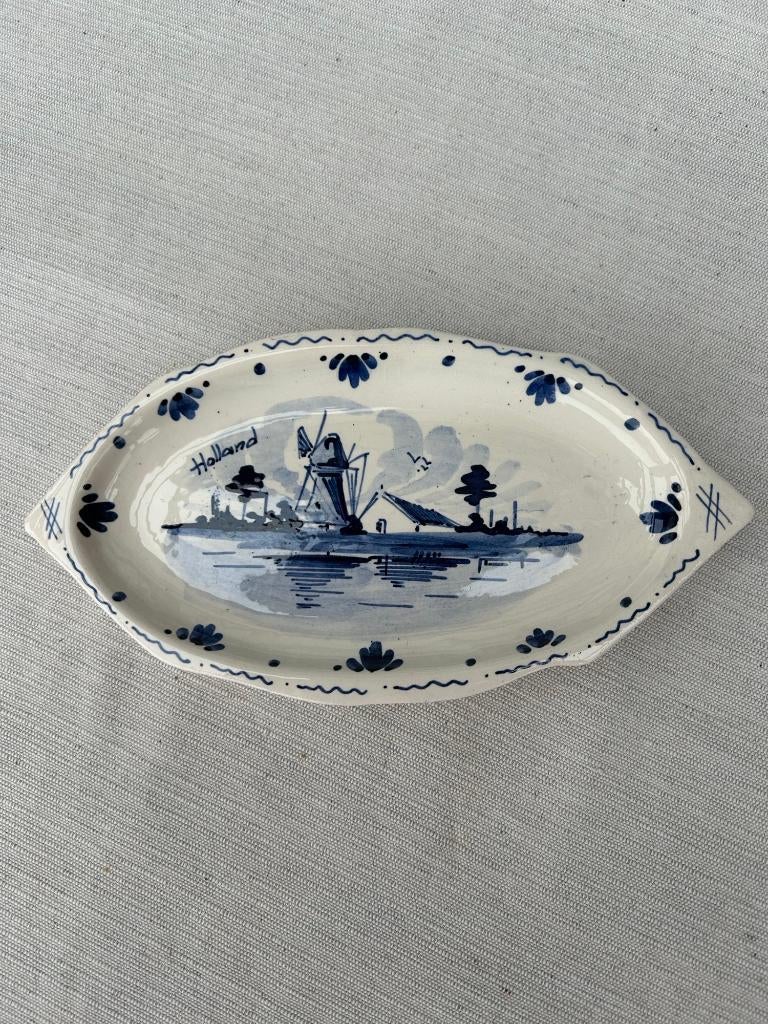 Plat bleu de Delft vintage avec moulin à vent, Enlèvement