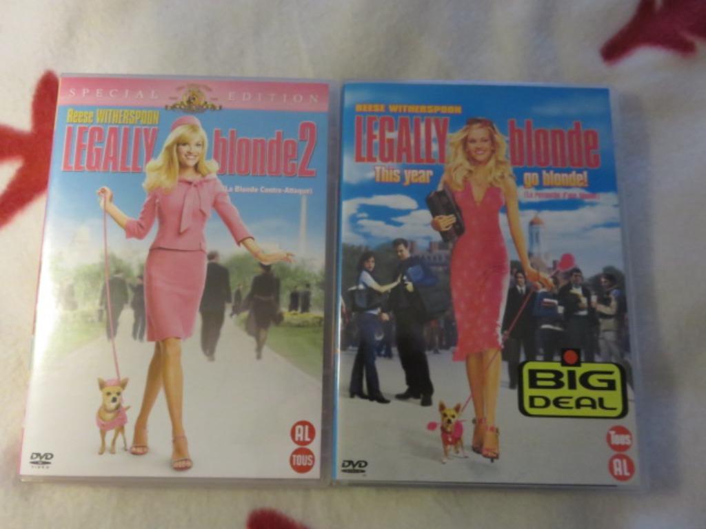 2x DVD : Legally Blonde 1 + 2 -- Komedie -- Witherspoon, Alle leeftijden, Ophalen of Verzenden, Romantische komedie