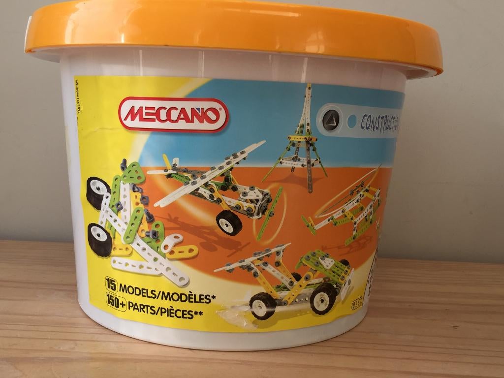 Meccano Construction (150 stuks) in handige emmer, Kinderen en Baby's, Speelgoed | Educatief en Creatief, Ophalen, Zo goed als nieuw