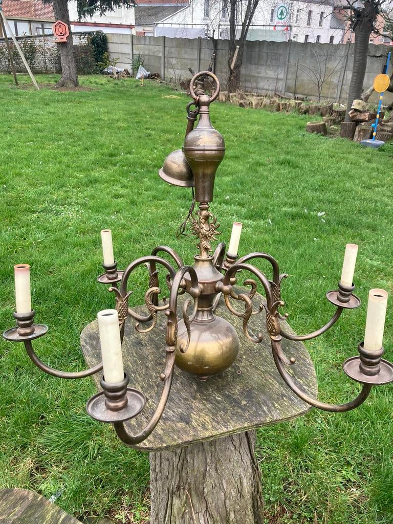 Lustre 6 bras. Très bon état !, Utilisé, Métal, Rustique