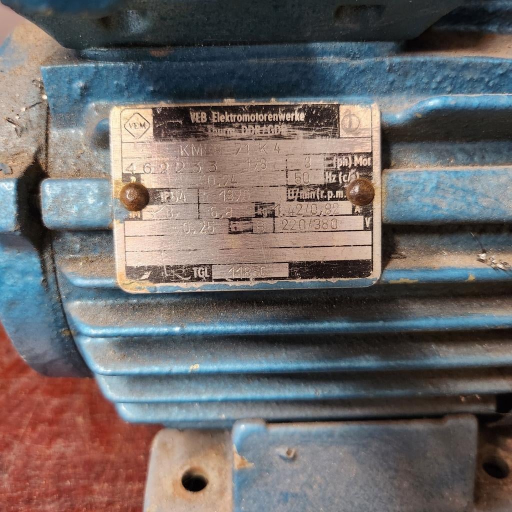 3-fasige motor 220/380 0,25Kw 1370tr/min, Ophalen of Verzenden, Zo goed als nieuw