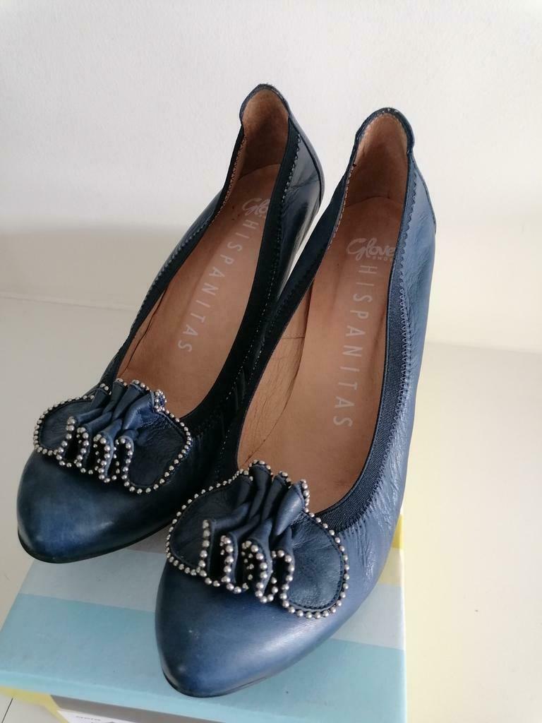 Nieuwe donkerblauwe lederen pumps (maat 40) merk Hispanitas, Pumps, Blauw, Hispanitas, Nieuw