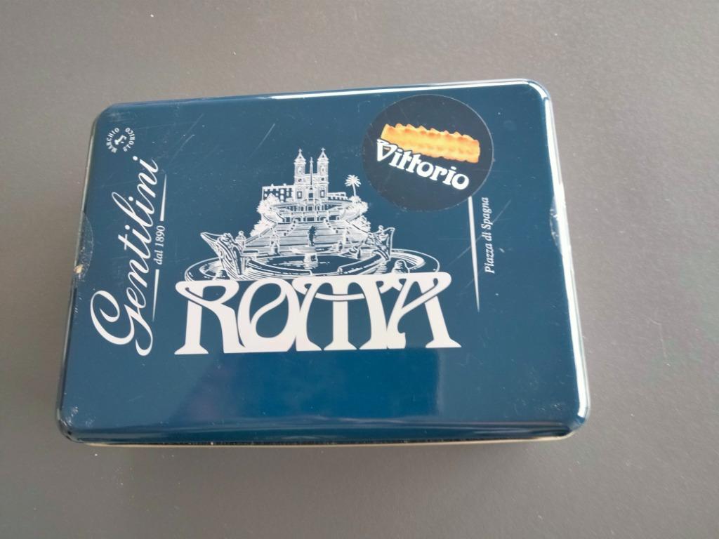 Metalen doos „ROMA” 23 x 17 x 7 cm, Ophalen of Verzenden, Zo goed als nieuw, Koek(jes), Overige merken