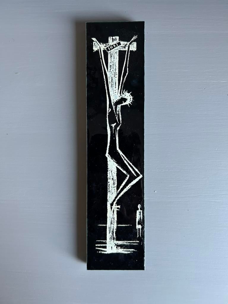 Tegel kruisiging van Christus, Antiek en Kunst, Ophalen of Verzenden