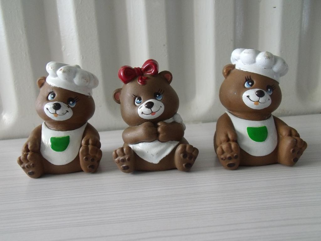 3 figurines oursons cuisiniers vintage, Enlèvement, Comme neuf, Autres types, Autres marques