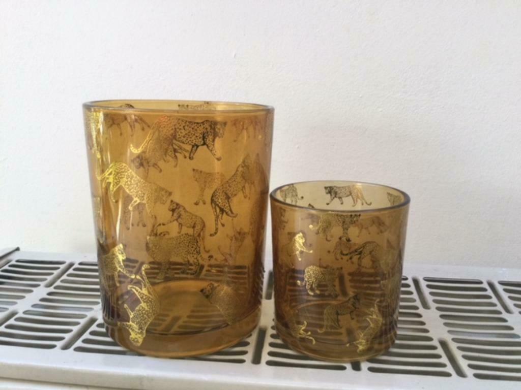 Set van 2 decoratieve "luipaarden" kandelaars, Huis en Inrichting, Ophalen of Verzenden, Nieuw