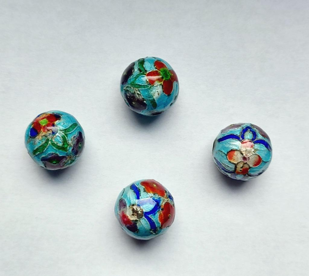 Anciennes perles cloisonnées en émaux sur cuivre, Handtassen en Accessoires, Antieke sieraden, Ophalen of Verzenden, Koper, Ketting