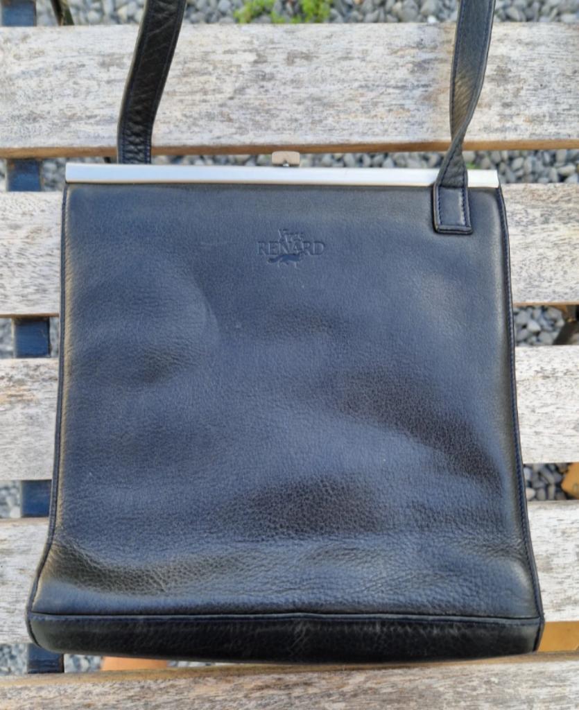 Petit sac à main en cuir noir Yves Renard, Ophalen of Verzenden, Zo goed als nieuw, Zwart, Handtas