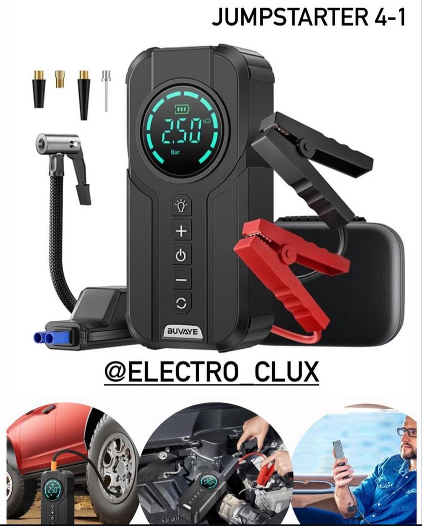 Jumpstarter 12v 4 in 1 Met Luchtcompressor, Auto diversen, Jumpstarters, Ophalen of Verzenden, Nieuw