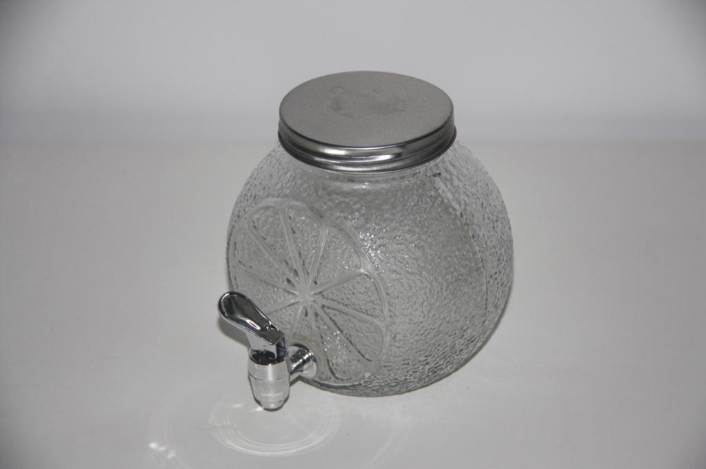 Drankdispenser / glazen limonade tap 1Liter, Huis en Inrichting, Verzenden, Gebruikt, Glas, Glas of Glazen