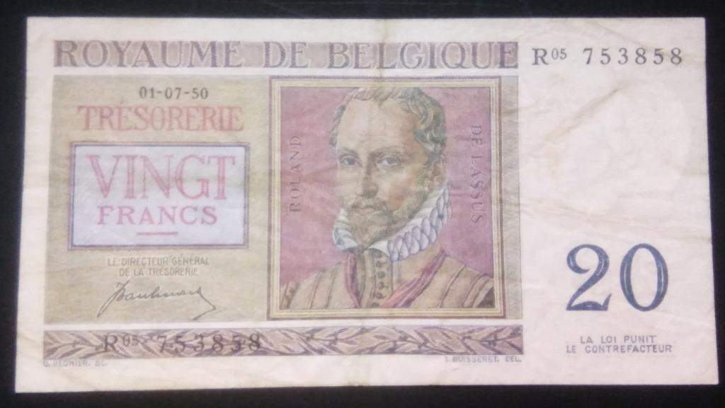 Belgique 20 francs - modèle 1950 - 01-07-1950, Enlèvement ou Envoi, Billets en vrac