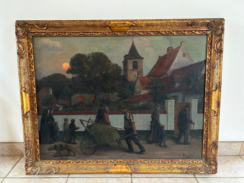Grande huile sur toile de Louis Munsbach de 1921, Enlèvement