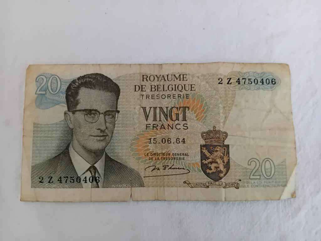 billet de 20 francs Belge 1964, Timbres & Monnaies, Billets de banque | Belgique, Enlèvement ou Envoi, Billets en vrac