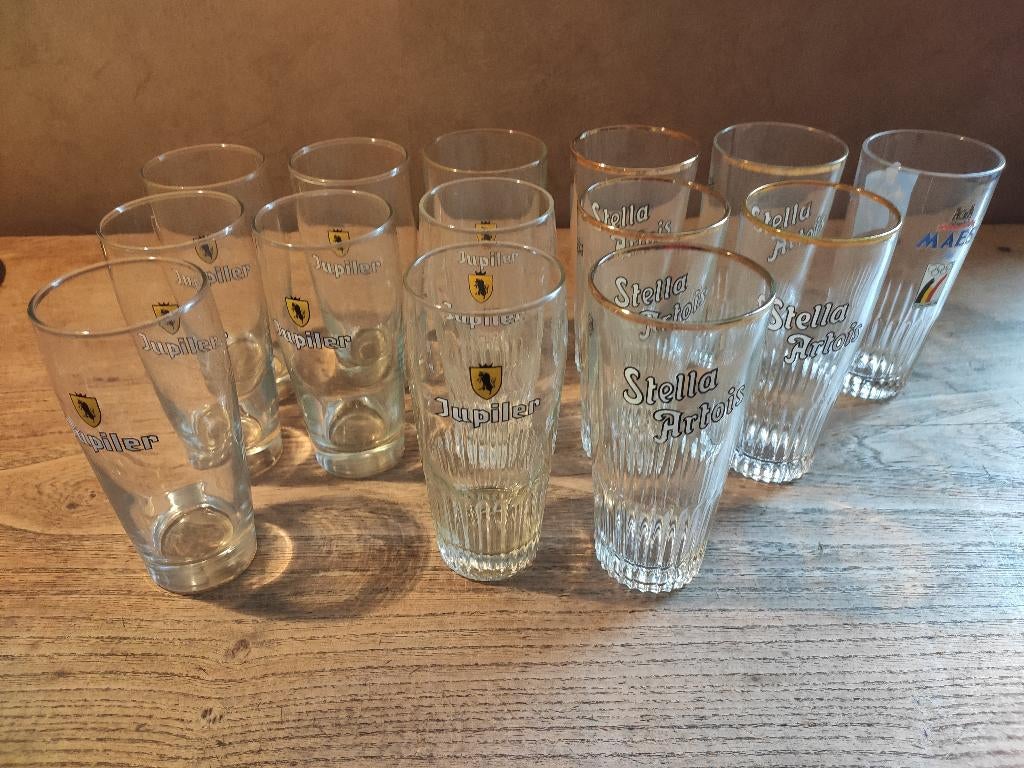 Jupiler glazen, Stella, 1 Maes glas Frédérik Deburghgraeve, Verzamelen, Ophalen, Gebruikt, Glas of Glazen, Jupiler
