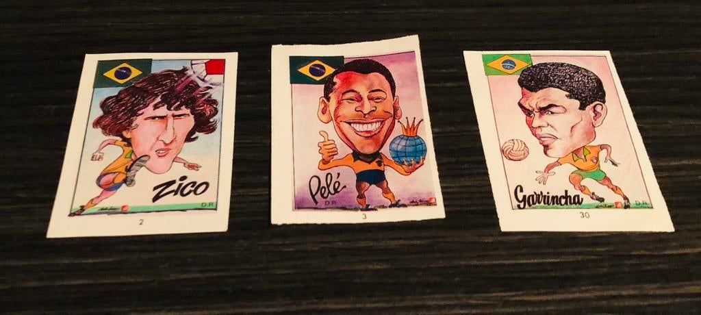 3 légendes caricaturales Coca-Cola Italia 90 Brésil, y Pelé, Envoi, Neuf, Sport