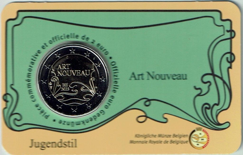 Pièce de 2 euros Belgique 2023 Carte pièce Art Nouveau, Envoi, Belgique, 2 euros, Monnaie en vrac
