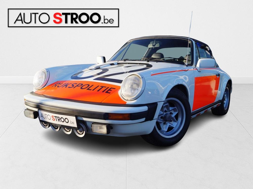 Porsche 911 3.0 SC Targa Rijkspolitie “Alex 82”, Auto's, Porsche, Zwart, 2994 cc, Wit, Bedrijf