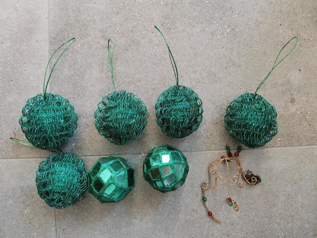 lot van 7 fel blauwe / turkoois kerstballen / discoballen, Ophalen of Verzenden, Zo goed als nieuw