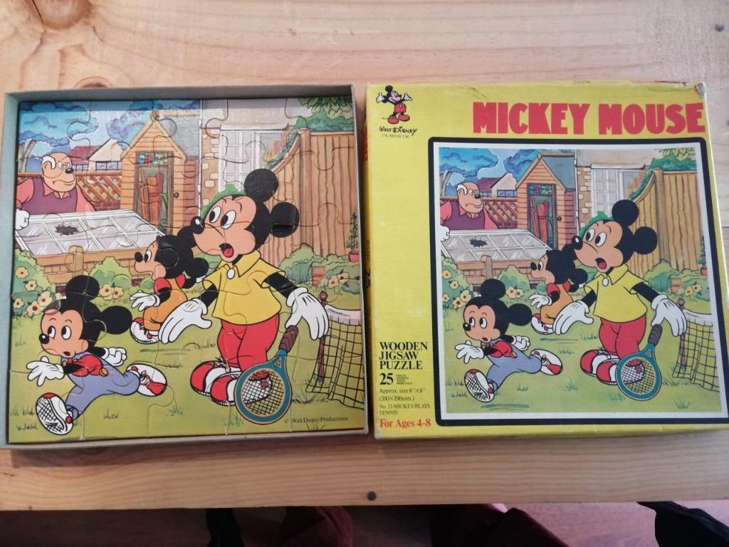 puzzle bois mickey 25 pcs Michey joue au tennis SG 963, Enlèvement ou Envoi, Utilisé