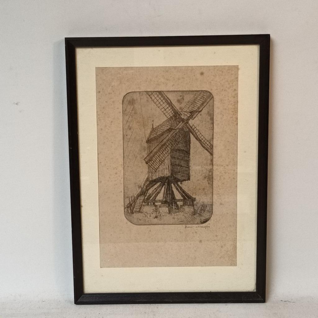 Romain Malfliet (1910-2006) - ets - "Bakkers molen", Enlèvement ou Envoi