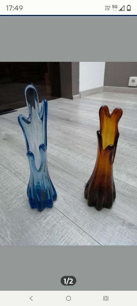 Vijfvingerige antieke Murano vaasjes, Antiek en Kunst, Antiek | Vazen, Ophalen of Verzenden