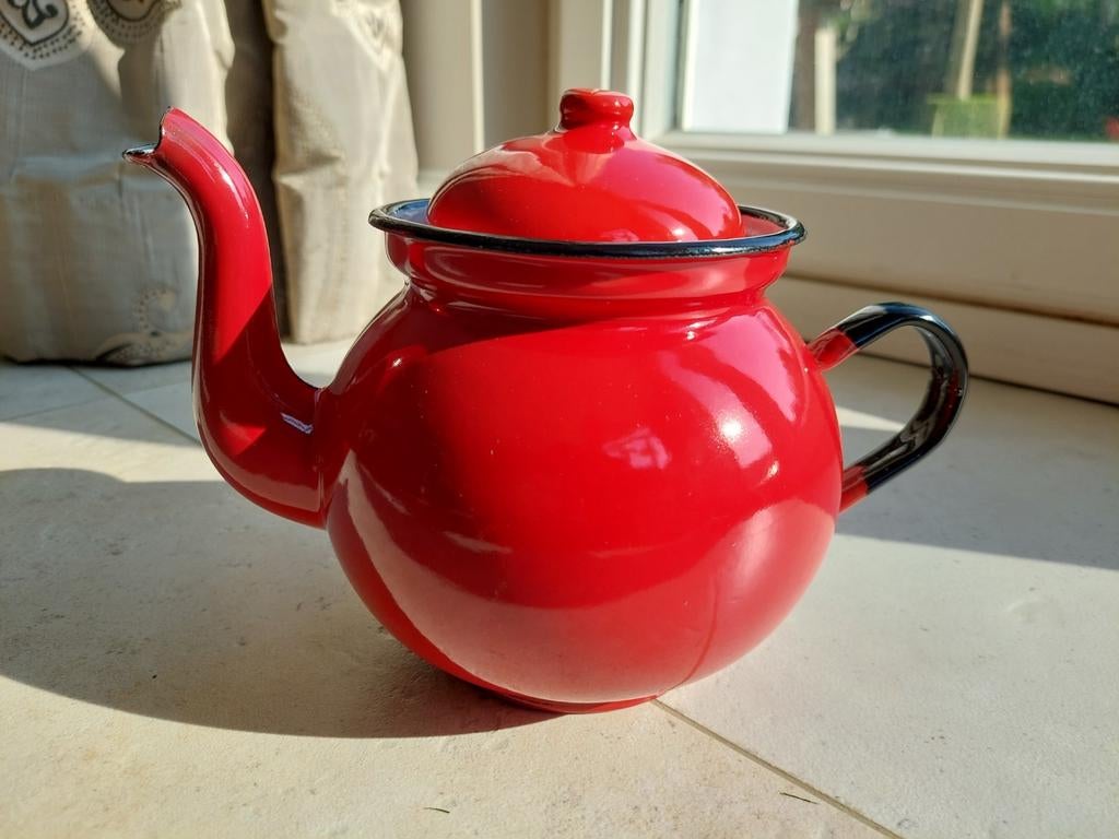 ancienne cafetiere rouge emaillee, Ophalen of Verzenden