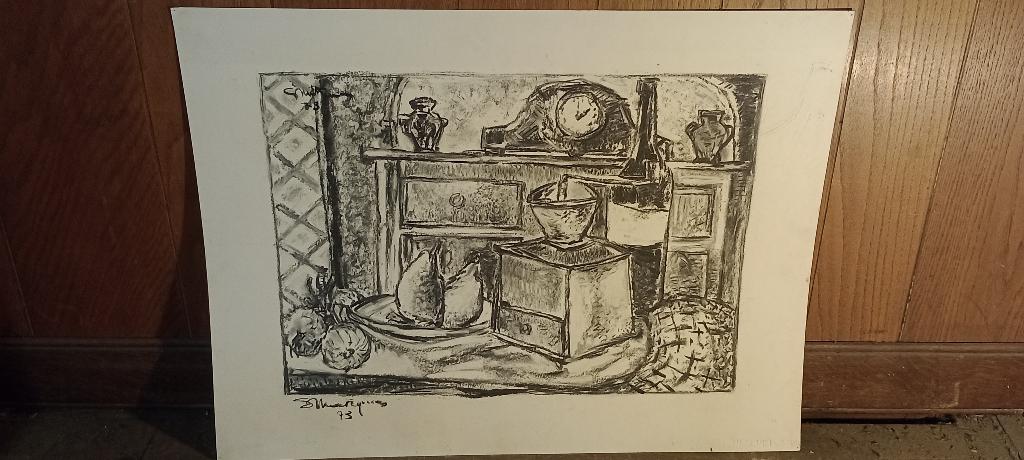 Tekening gesigneerd Serge Montegnies, 1973, 73x53, n521, Ophalen, Tekening, Gesigneerd