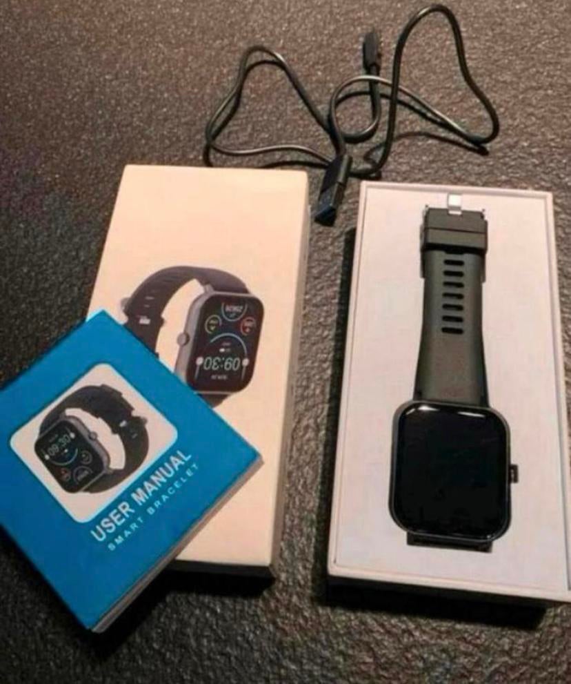 Nieuwe smartwatch, in verpakking!, Handtassen en Accessoires, Smartwatches, Ophalen, Hartslag, Zwart, Zo goed als nieuw