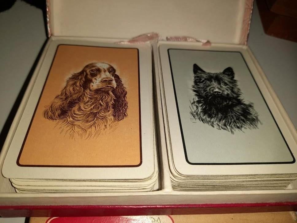 Double jeu de cartes (2 chiens) dans un coffret, Enlèvement ou Envoi, Carte(s) à jouer