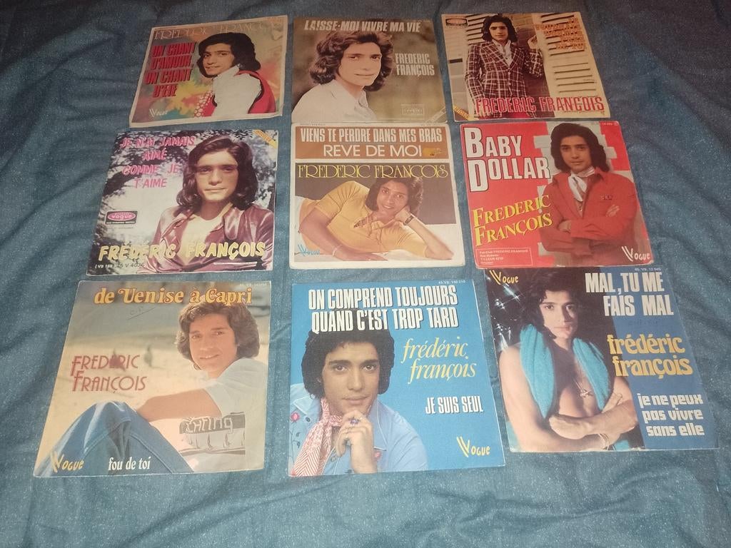 A vendre 9 vinyl 45 tours de Frédéric François, CD & DVD, Enlèvement ou Envoi, Utilisé